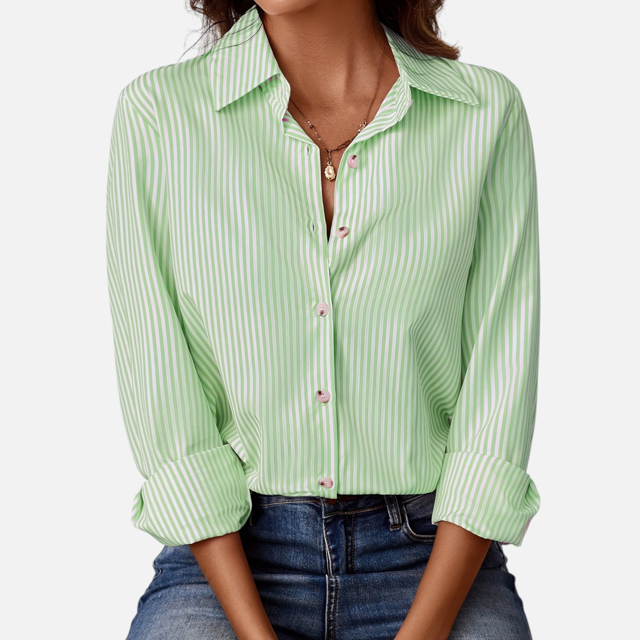 Westenbury | Women’s Button-Up Blouse | Classic Vertical Stripes