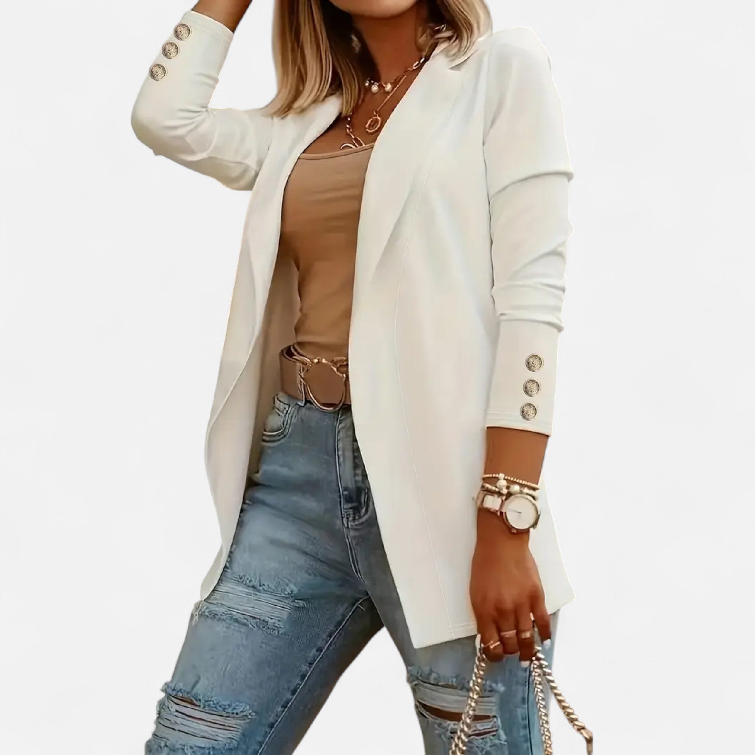 Women’s Chic Mid-Length Lapel Cardigan