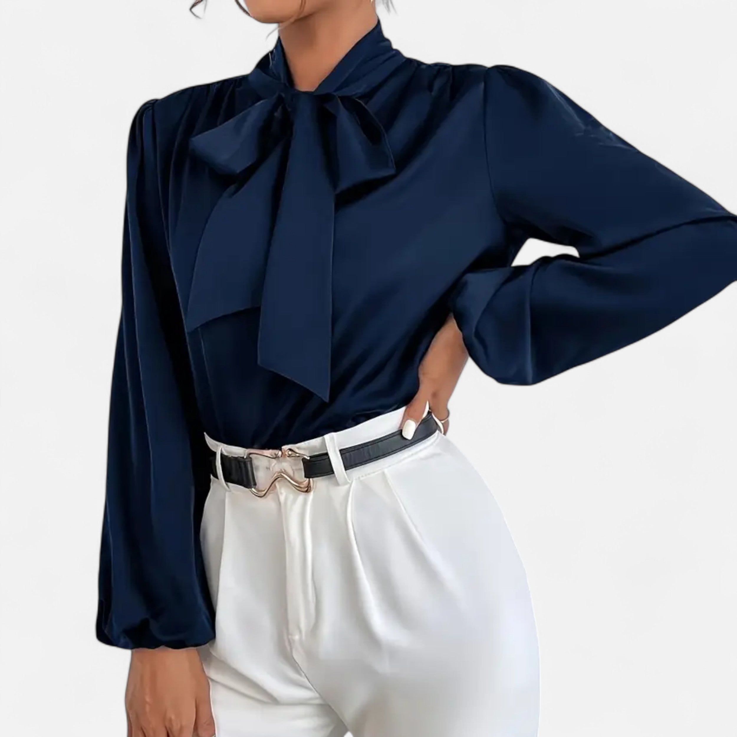 Women’s Satin Bow-Tie Blouse