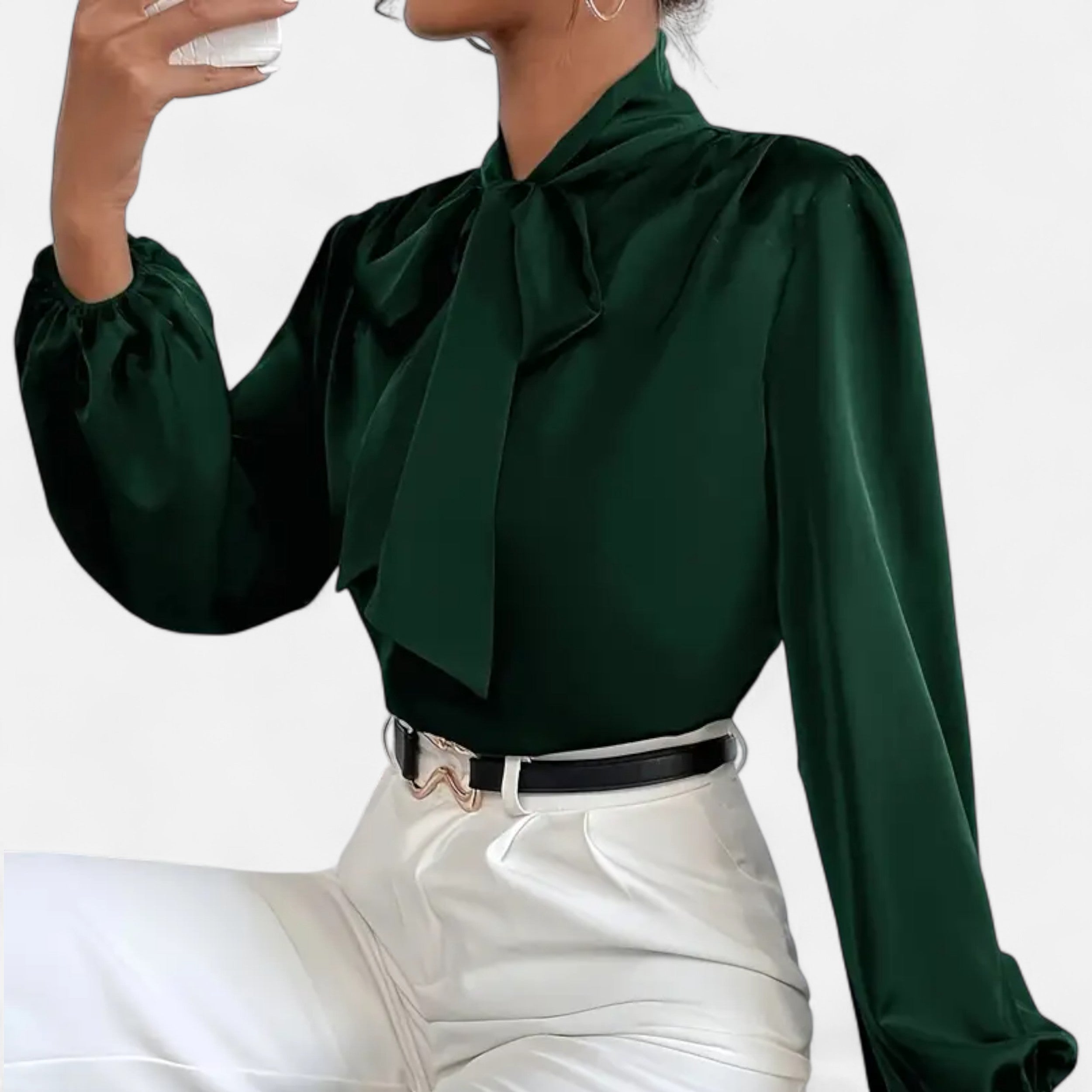 Women’s Satin Bow-Tie Blouse