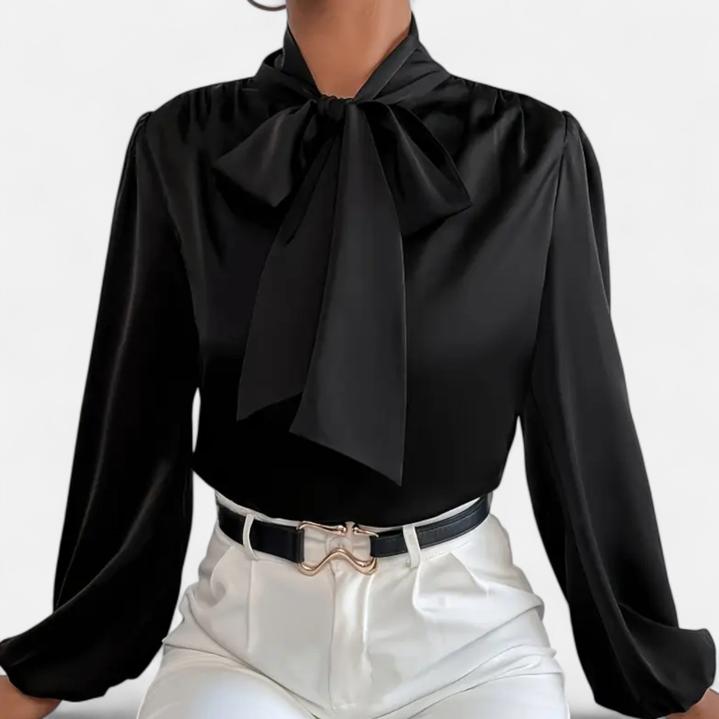 Women’s Satin Bow-Tie Blouse