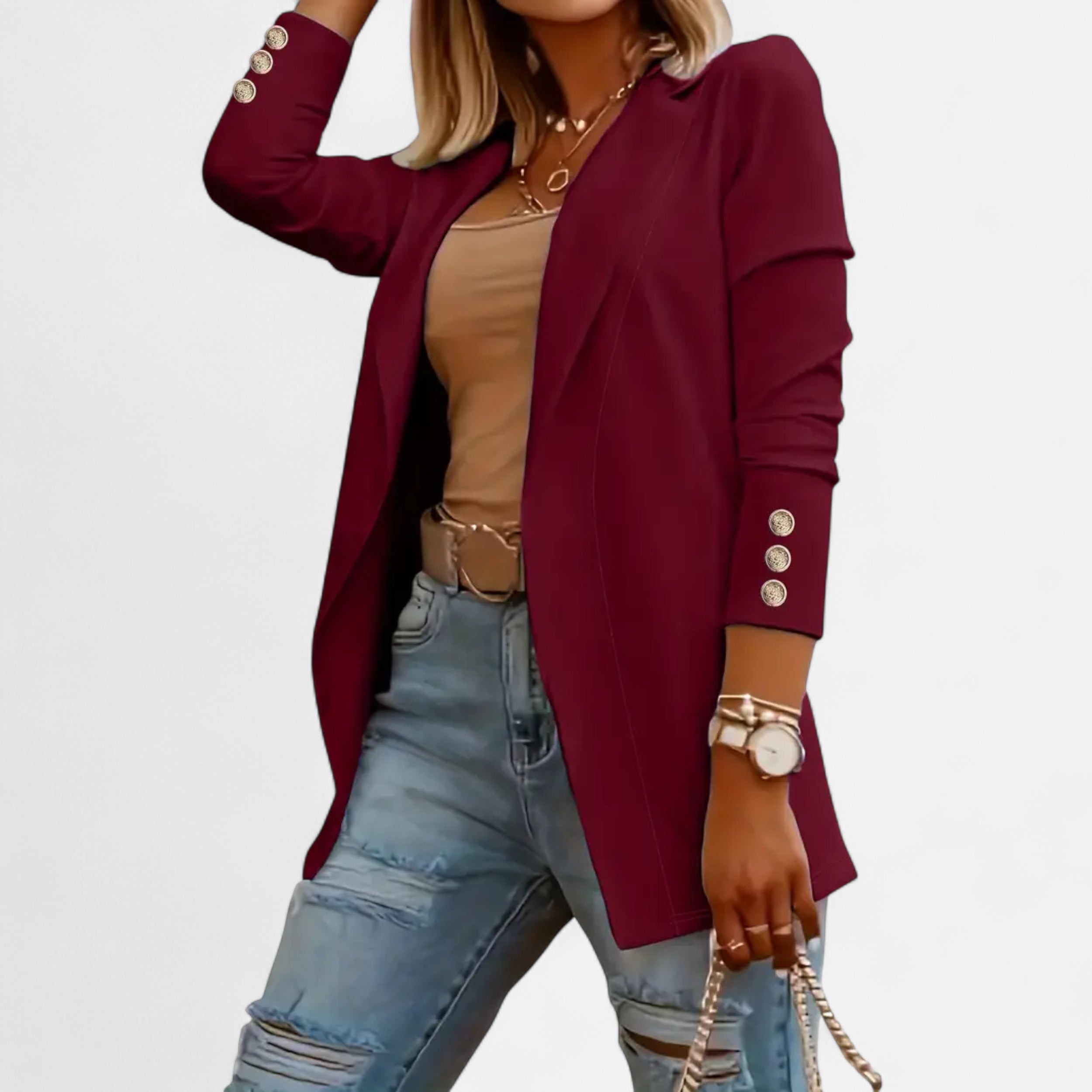 Women’s Chic Mid-Length Lapel Cardigan