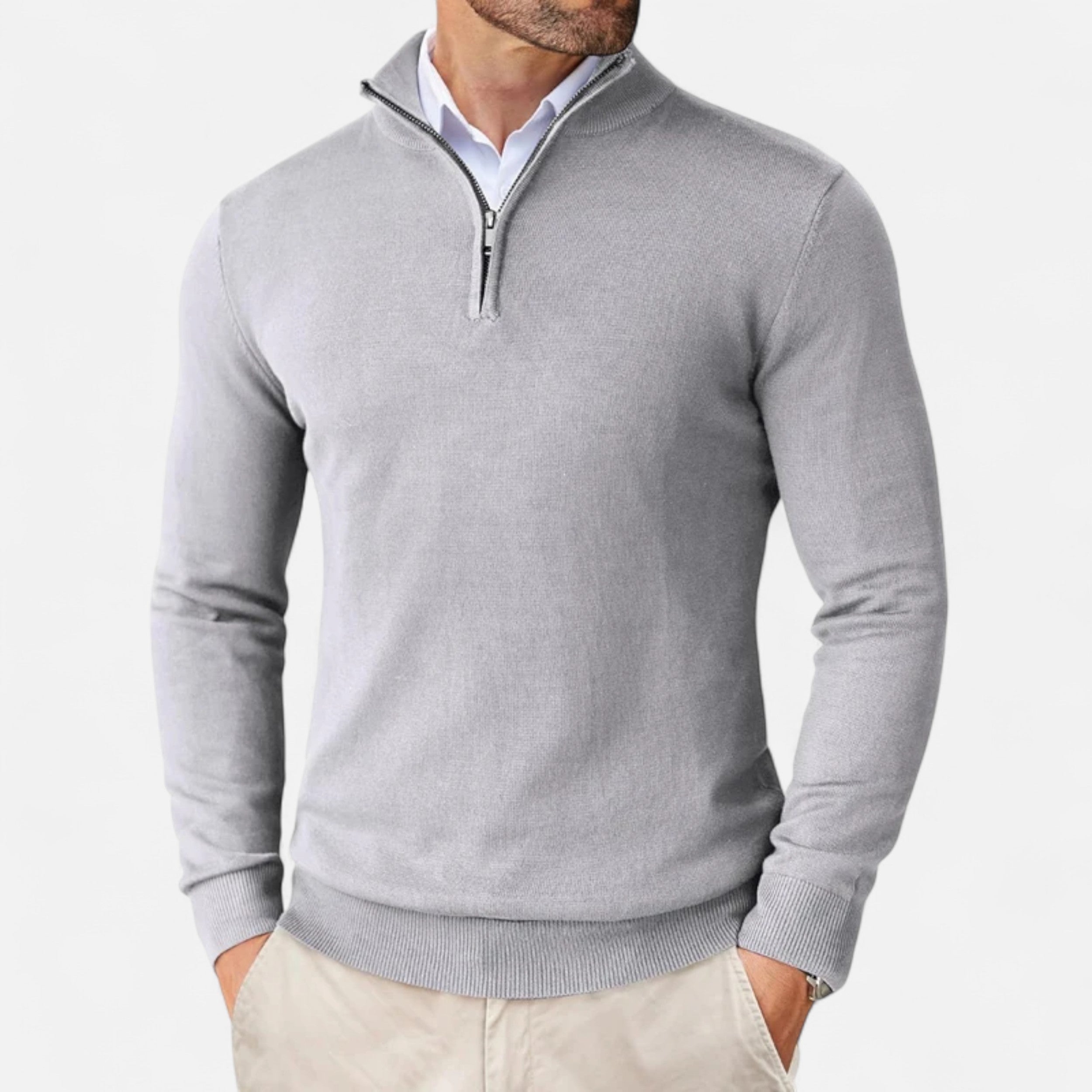 Men’s Quarter-Zip Knit Sweater – Slim Elegance
