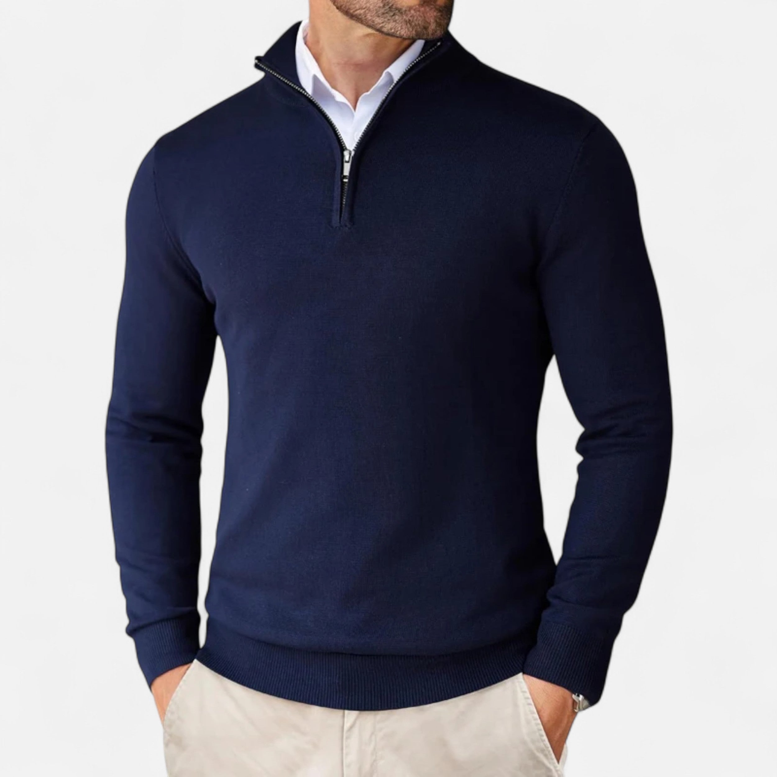 Men’s Quarter-Zip Knit Sweater – Slim Elegance